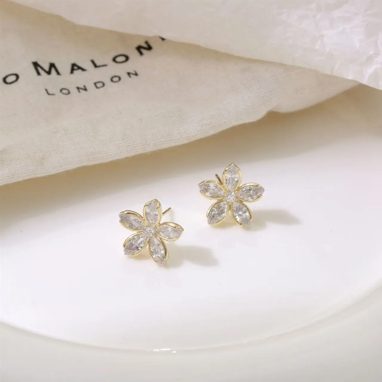 Elegant Petal Alloy Earrings Style1, floral-shaped metal stud earrings for women