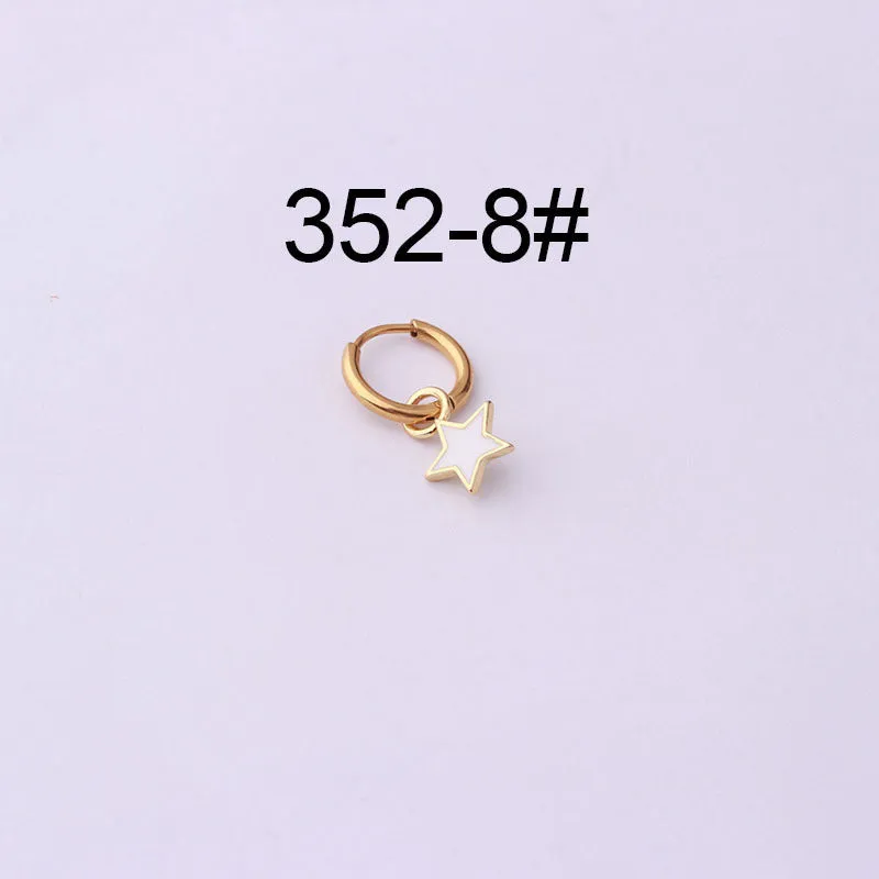 Stainless steel heart shaped ear clip with candy colour dripping oil finish for women