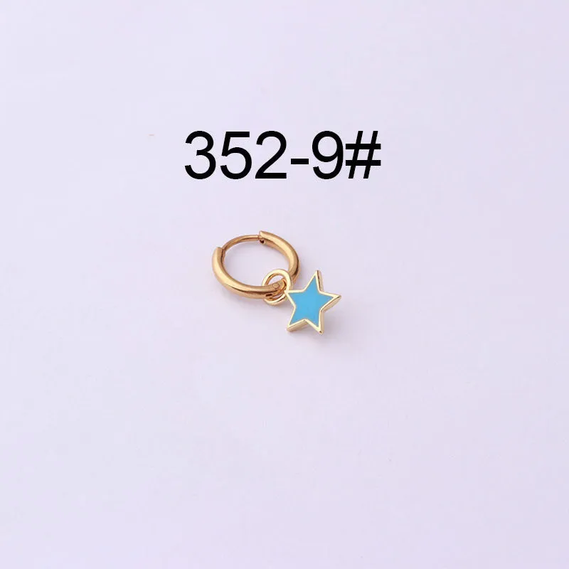 Stainless steel heart shaped ear clip with candy colour dripping oil finish for women