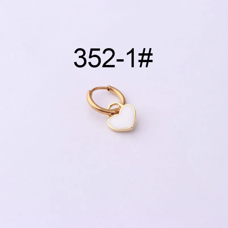 Stainless steel heart shaped ear clip with candy colour dripping oil finish for women