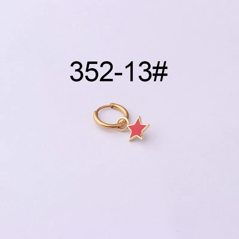 Stainless steel heart shaped ear clip with candy colour dripping oil finish for women