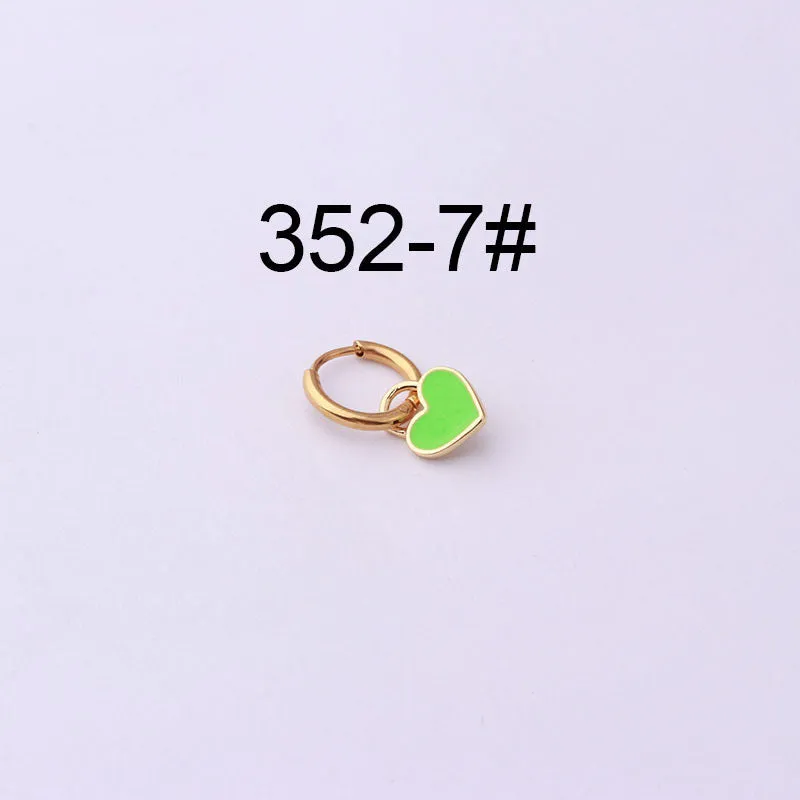 Stainless steel heart shaped ear clip with candy colour dripping oil finish for women