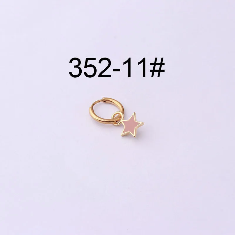 Stainless steel heart shaped ear clip with candy colour dripping oil finish for women