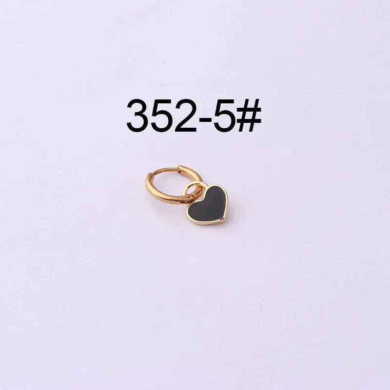 Stainless steel heart shaped ear clip with candy colour dripping oil finish for women