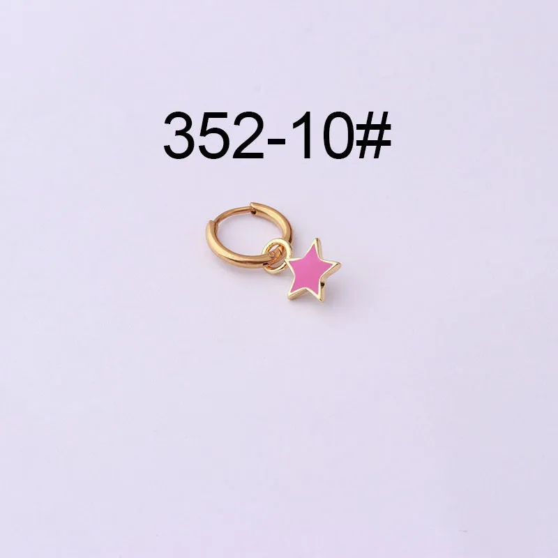 Stainless steel heart shaped ear clip with candy colour dripping oil finish for women