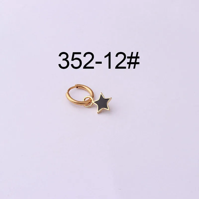 Stainless steel heart shaped ear clip with candy colour dripping oil finish for women