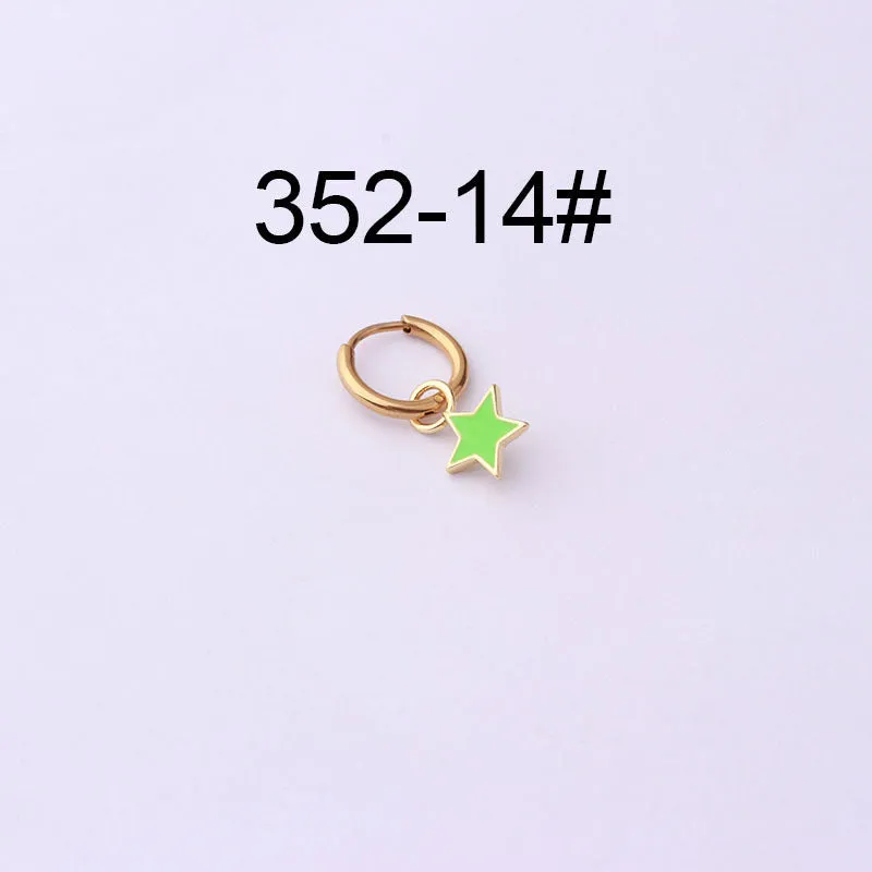 Stainless steel heart shaped ear clip with candy colour dripping oil finish for women