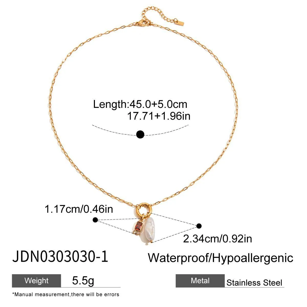 Stainless steel cherry-shaped pendant necklace with titanium steel finish on a regular chain, available in JDN0303030-1 colour