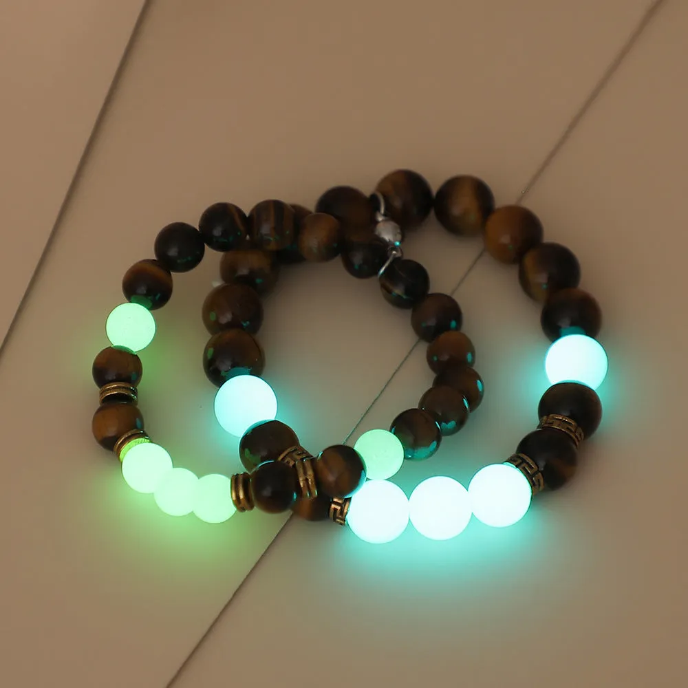 Geometric luminous couple bracelets in amber Y552 colour with simple patterns