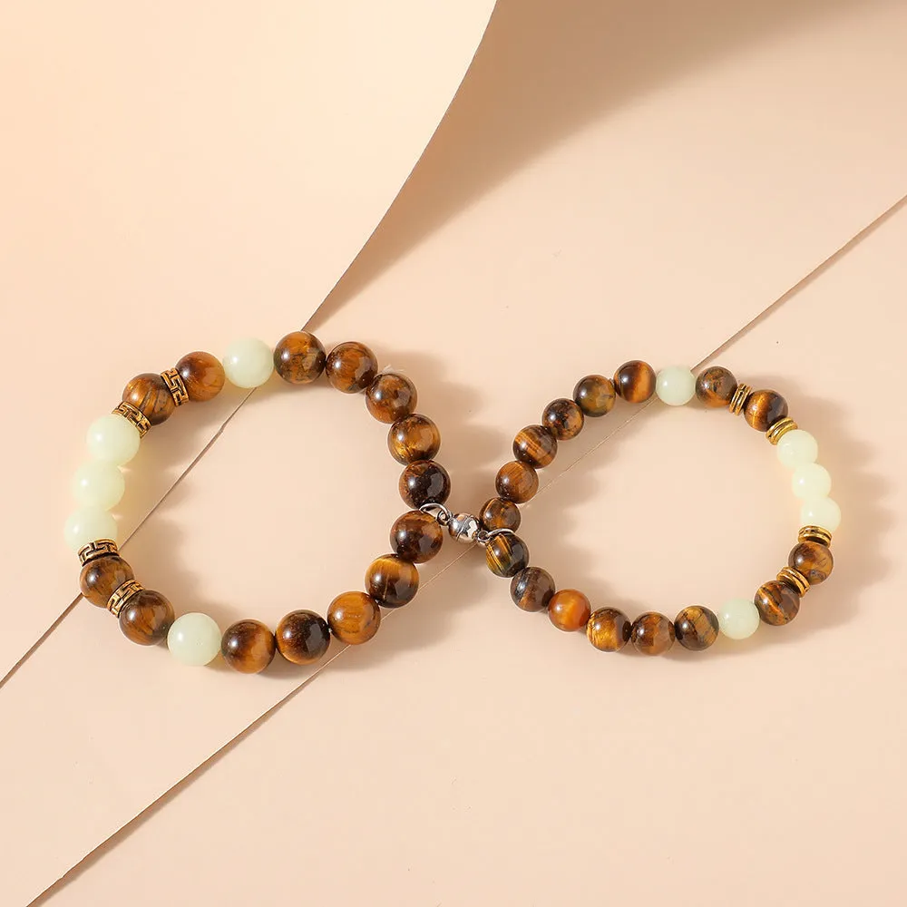 Geometric luminous couple bracelets in amber Y552 colour with simple patterns