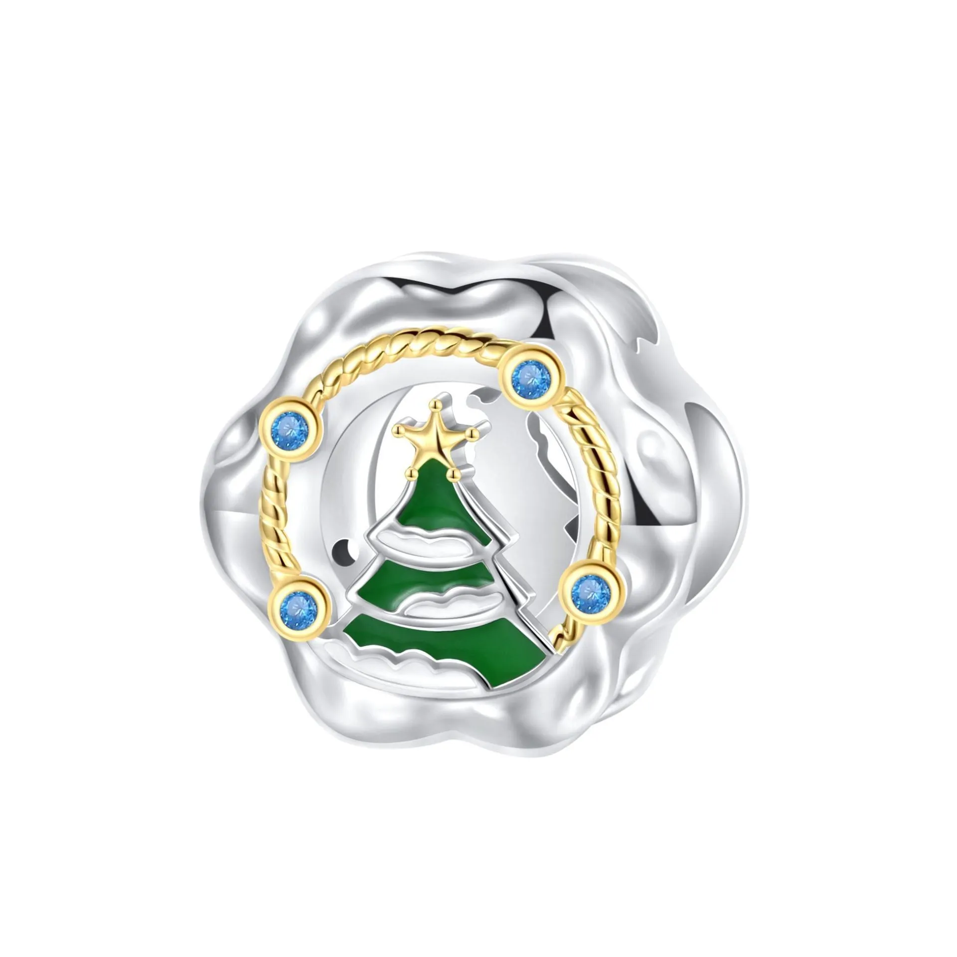 925 sterling silver Christmas pendant ornament with inlay finish, medium size, eleven colour options including PC1739, PC1740, PD1016