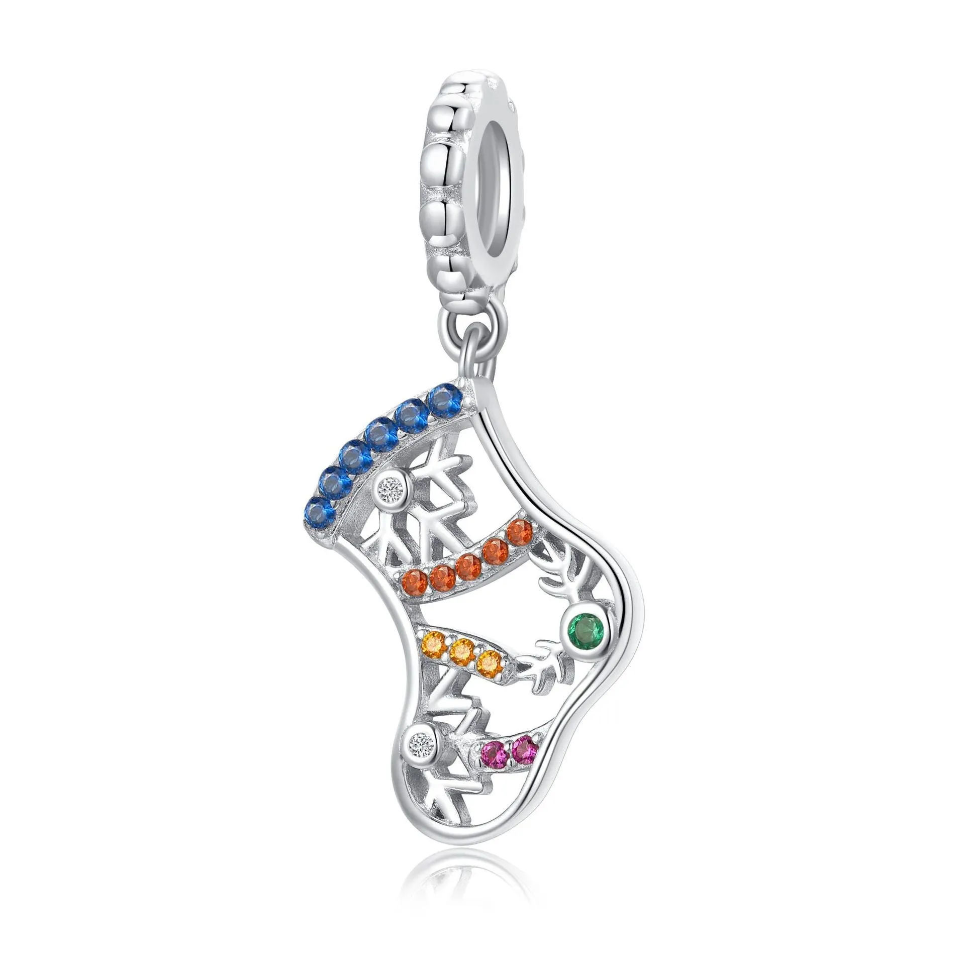 925 sterling silver Christmas pendant ornament with inlay finish, medium size, eleven colour options including PC1739, PC1740, PD1016