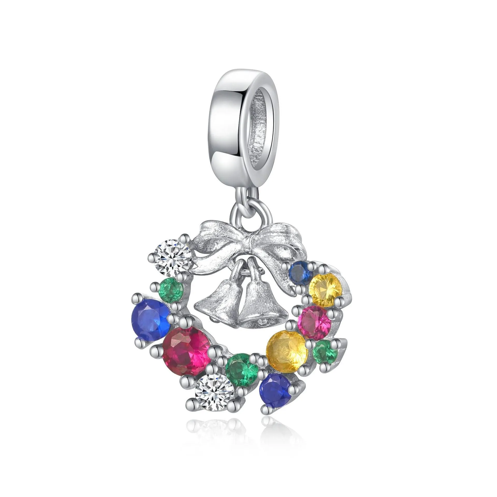 925 sterling silver Christmas pendant ornament with inlay finish, medium size, eleven colour options including PC1739, PC1740, PD1016