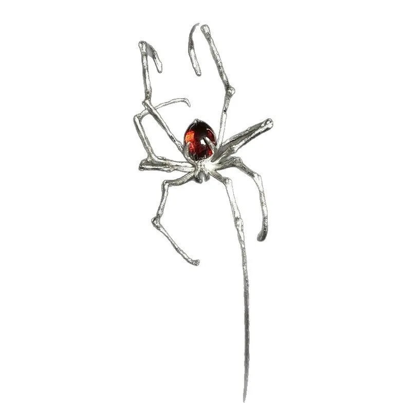 Punk spider ear clip with rhinestone inlay on copper base – Black Diamond colour