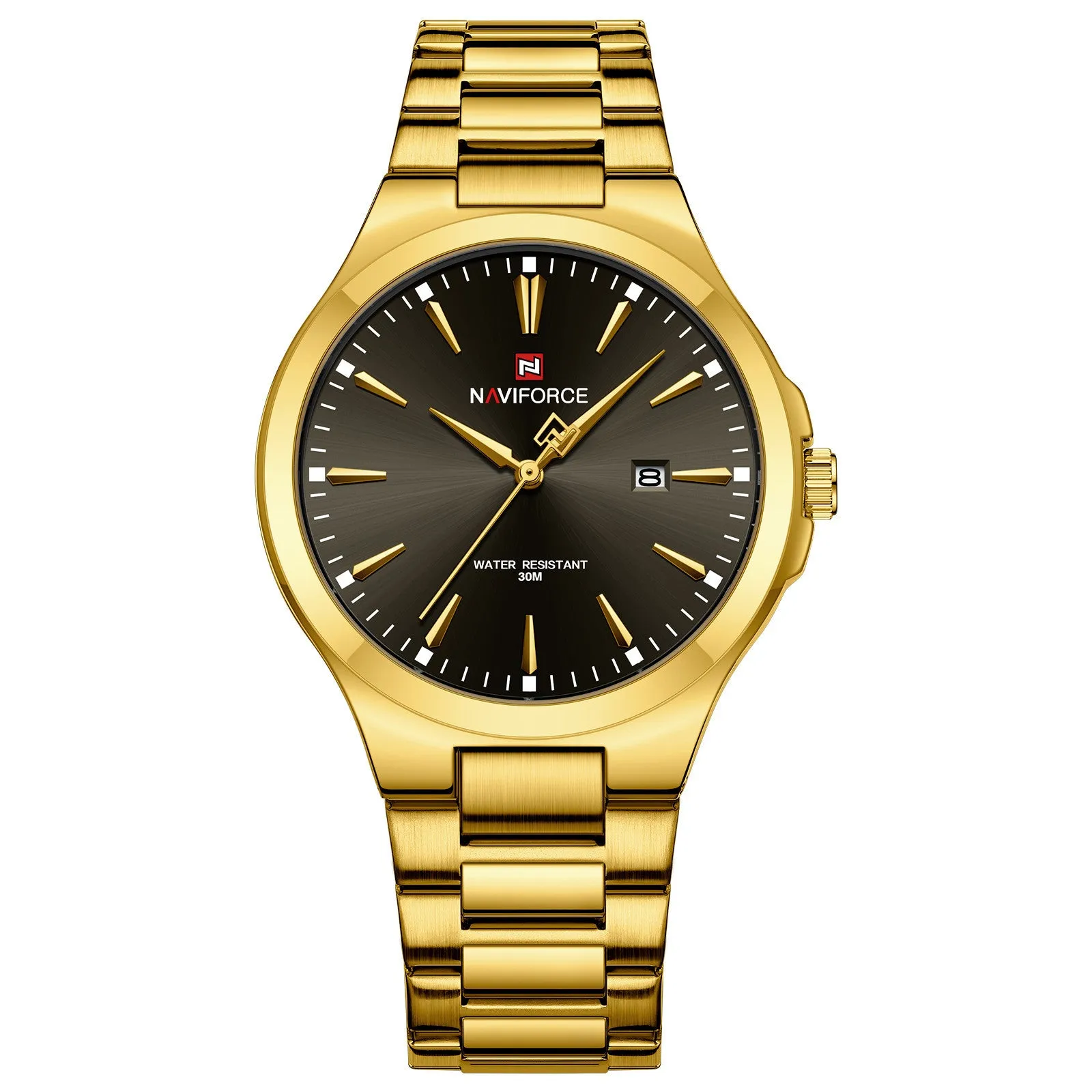 Alloy case men's business watch with round dial, 10.5mm thickness, 3ATM water resistance, black colour option