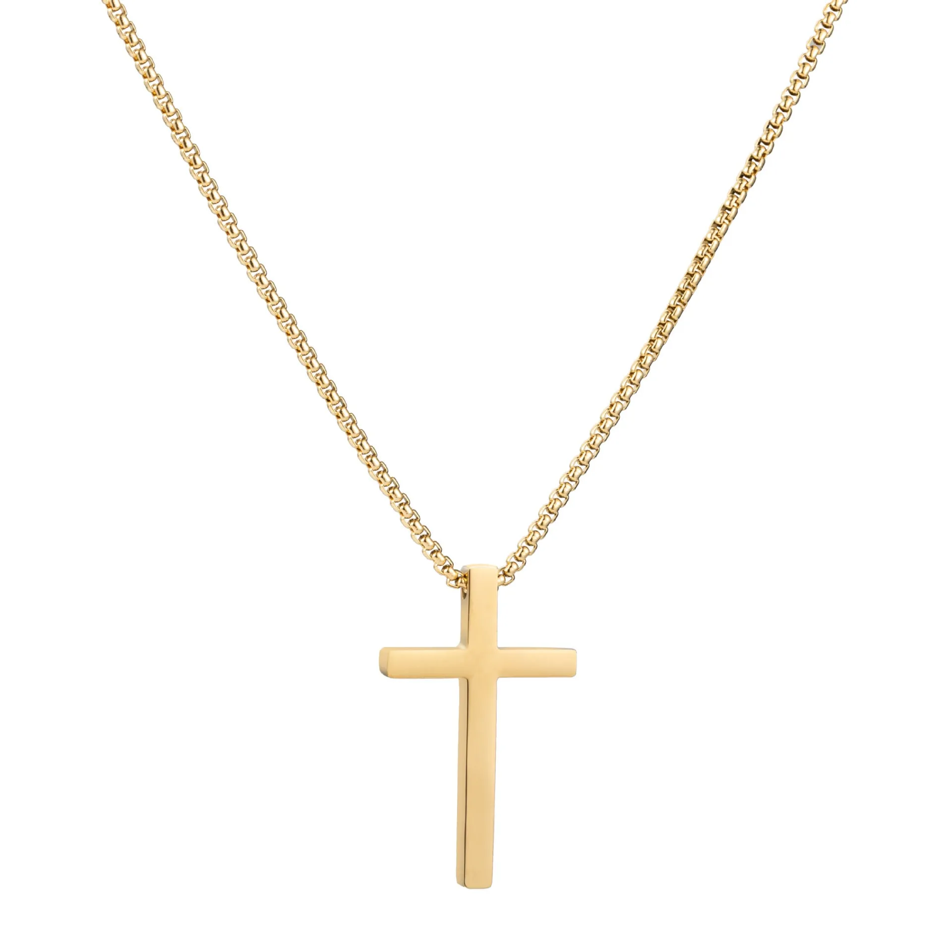 Simple box chain stainless steel necklace unisex alloy velvet band geometric shape gold electroplating finish