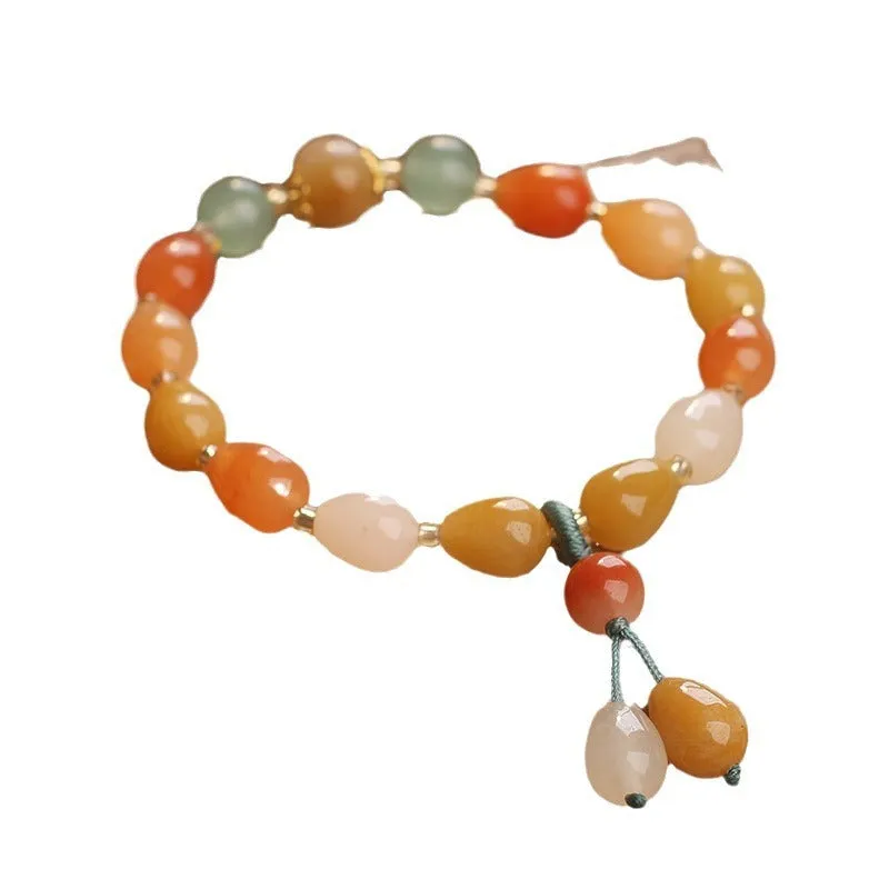 Natural obsidian jinsi jade bracelet with gold silk water drop colour, women's ethnic style accessory