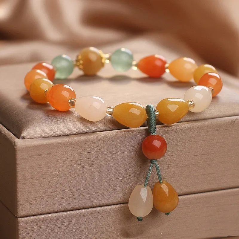 Natural obsidian jinsi jade bracelet with gold silk water drop colour, women's ethnic style accessory