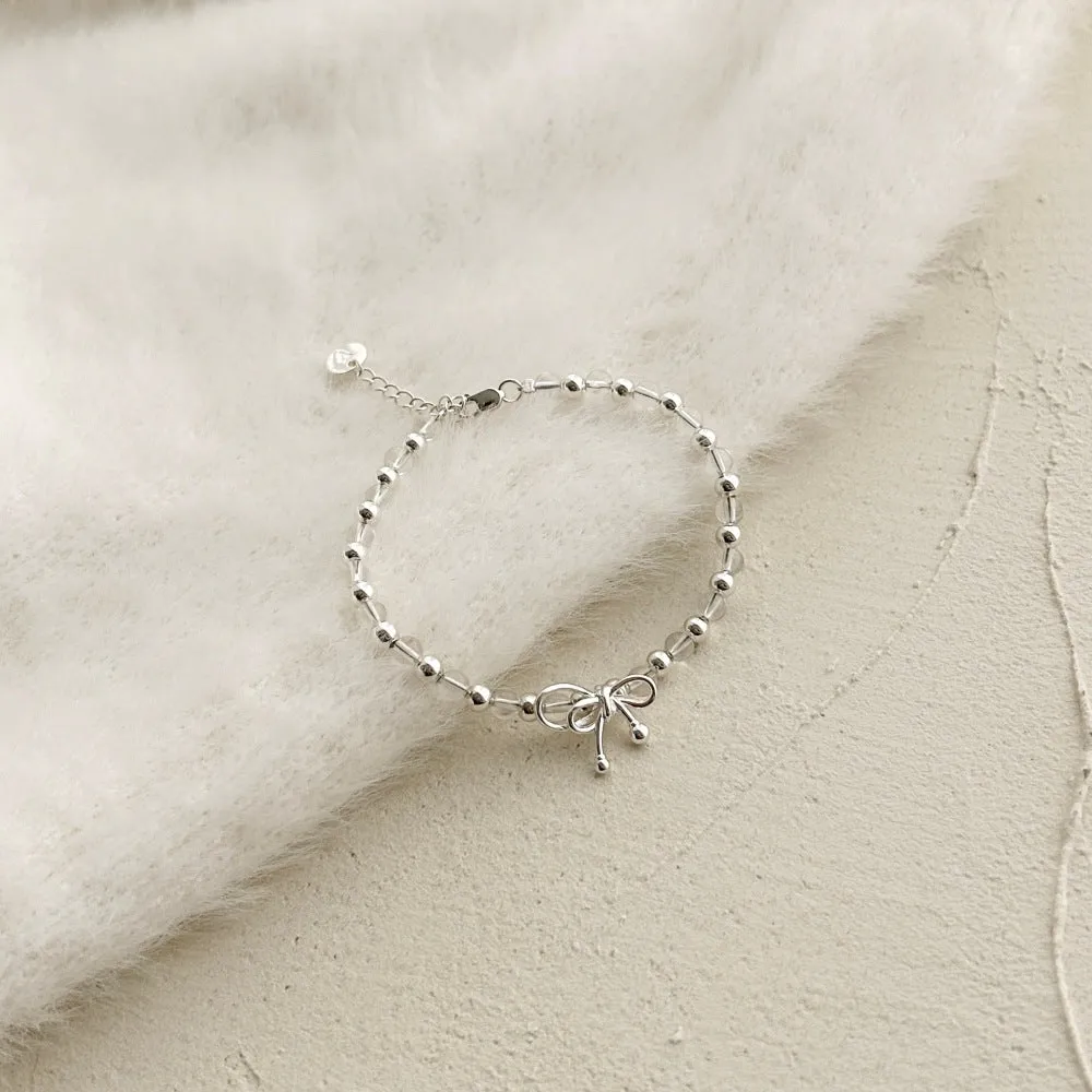925 sterling silver bow bracelet for women electroplated finish silver tone