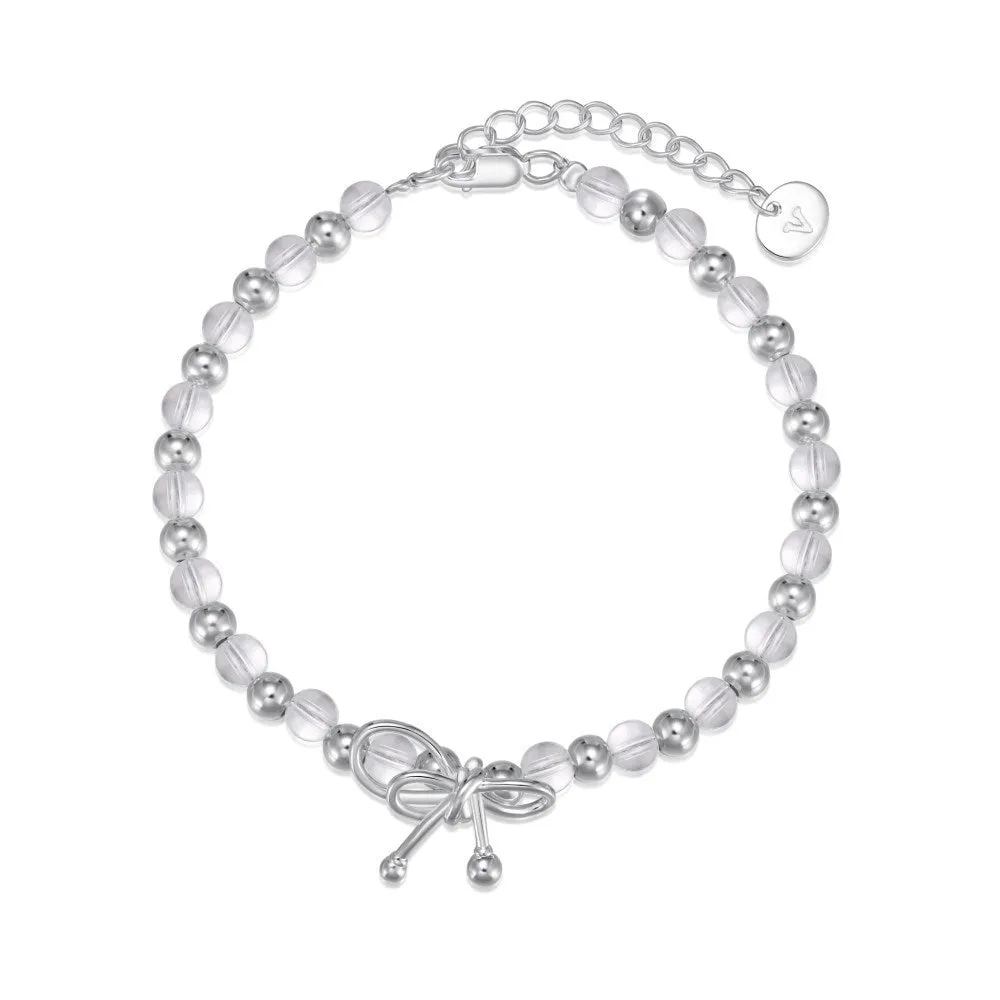 925 sterling silver bow bracelet for women electroplated finish silver tone
