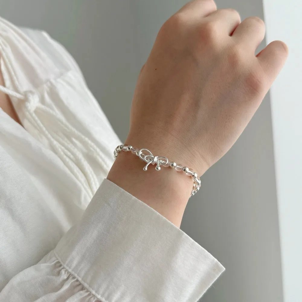 925 sterling silver bow bracelet for women electroplated finish silver tone