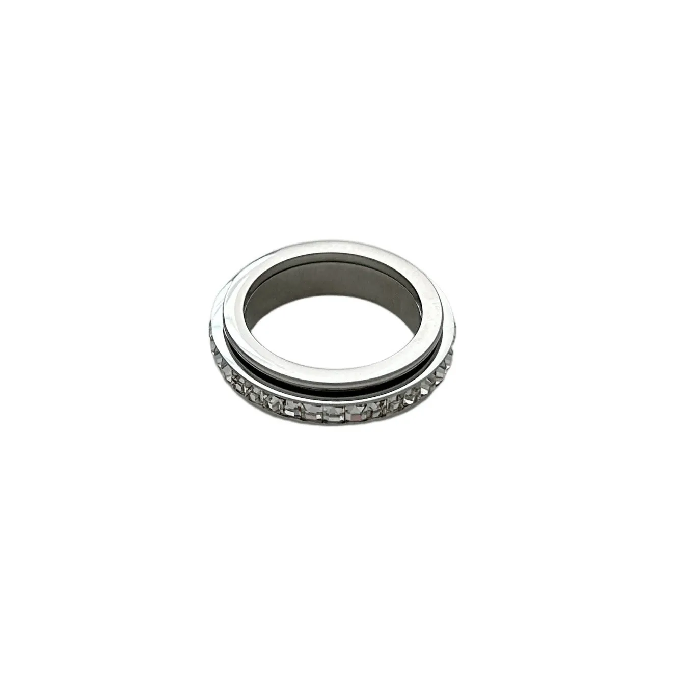 Titanium steel rotatable ring with starry sky geometric pattern in gold colour, unisex style