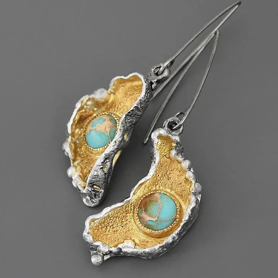 Creative ear shape women's earrings with ear-shaped painting oil two-tone finish on alloy