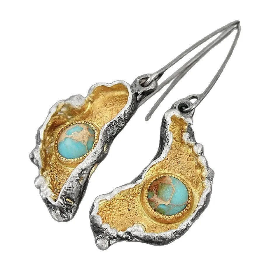 Creative ear shape women's earrings with ear-shaped painting oil two-tone finish on alloy