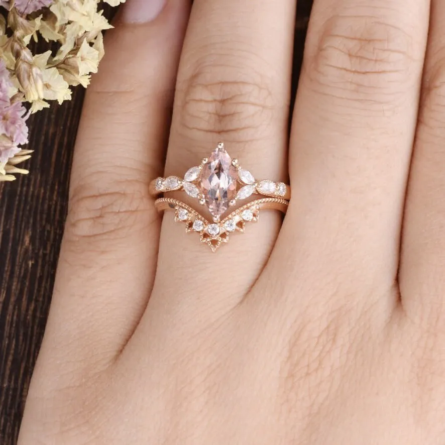 Rose gold flower shaped couple ring set for women sizes no.6 to no.10