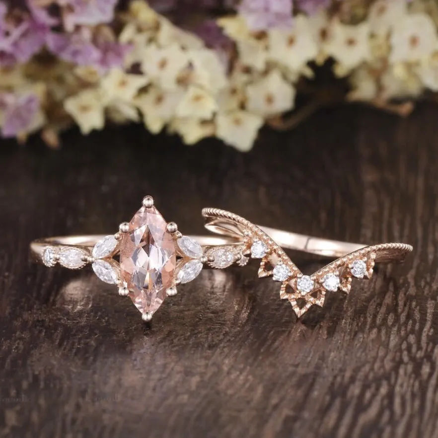 Rose gold flower shaped couple ring set for women sizes no.6 to no.10