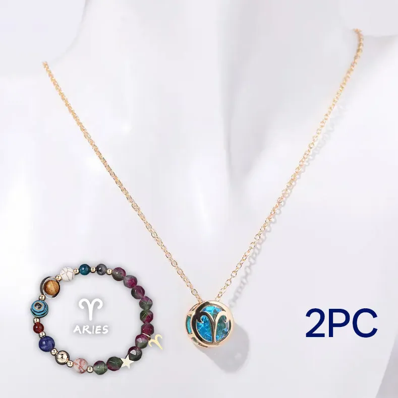 Natural stone beaded necklace and matching bracelet set on elastic cord in assorted styles.