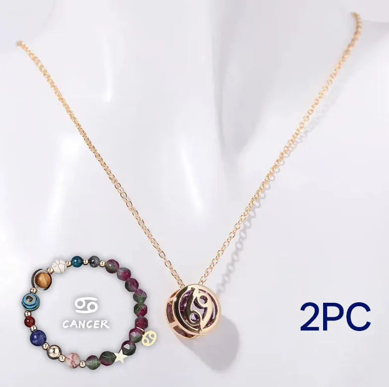 Natural stone beaded necklace and matching bracelet set on elastic cord in assorted styles.
