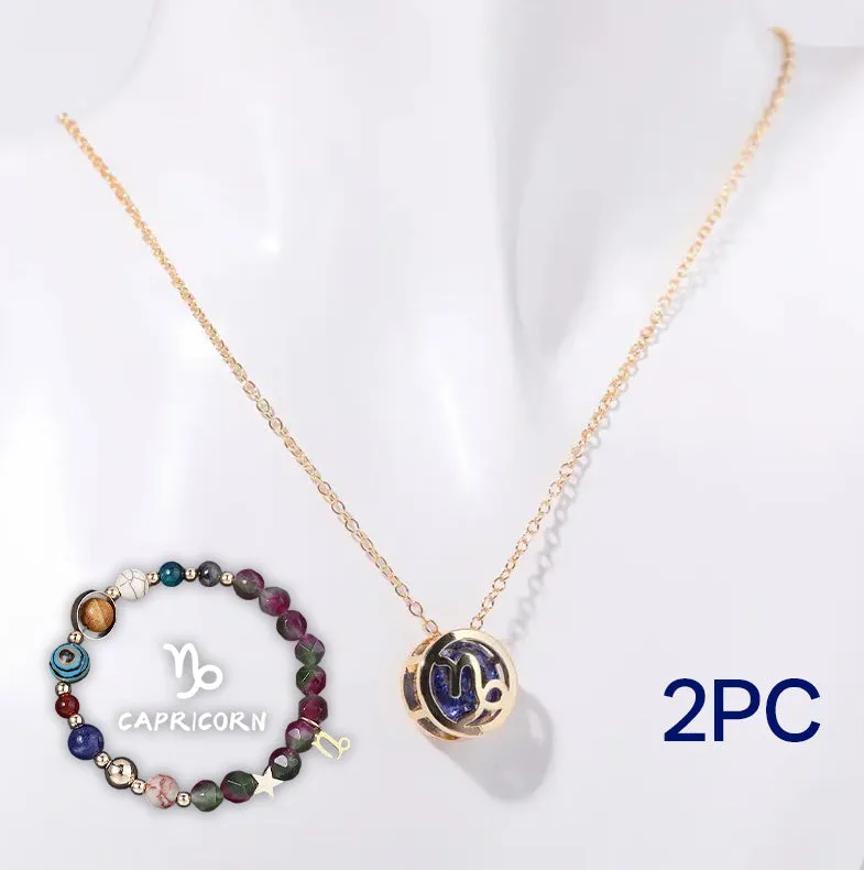 Natural stone beaded necklace and matching bracelet set on elastic cord in assorted styles.