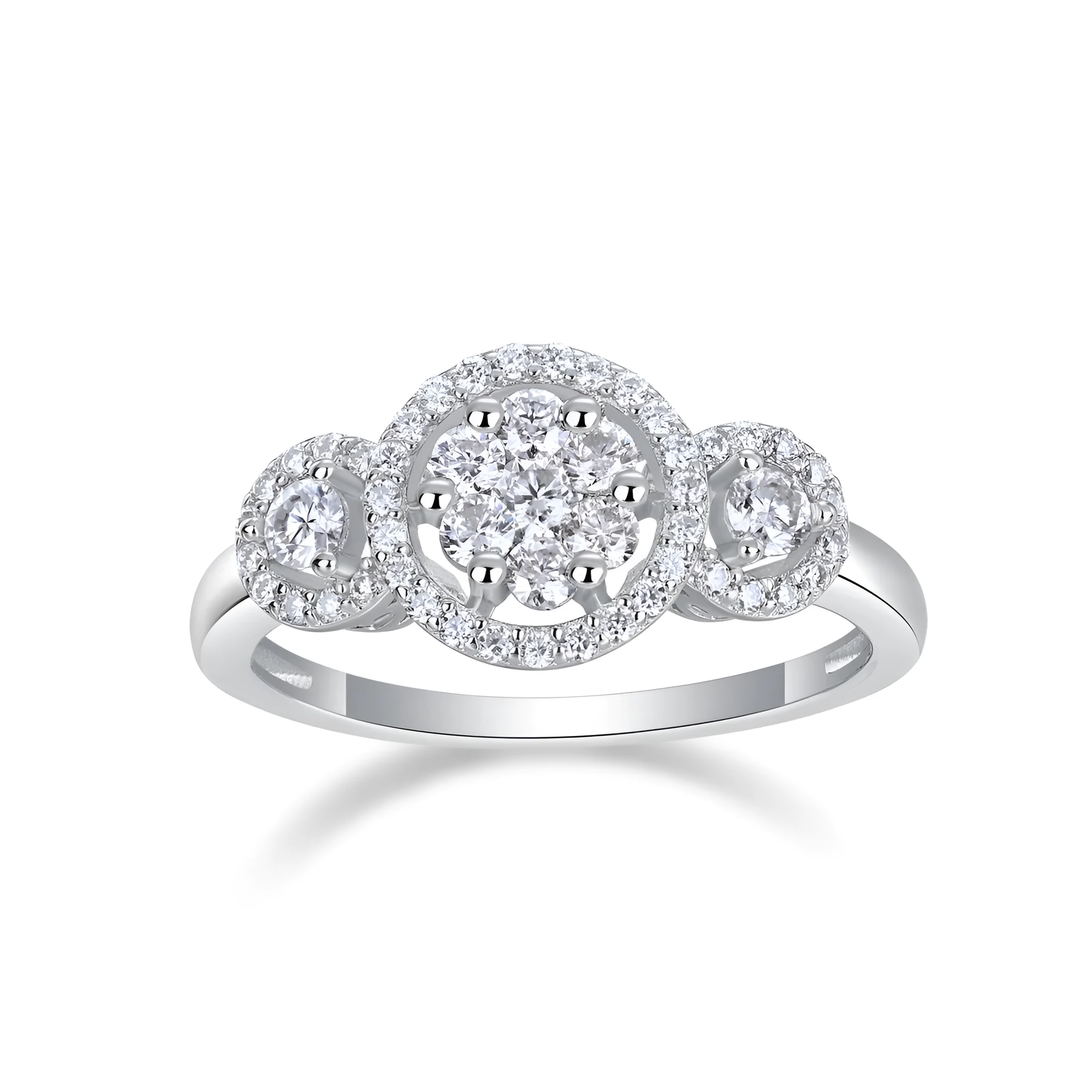 Moissanite wedding ring set with S925 silver gold plate in ring size 7, gift box packaging, GRA certificate
