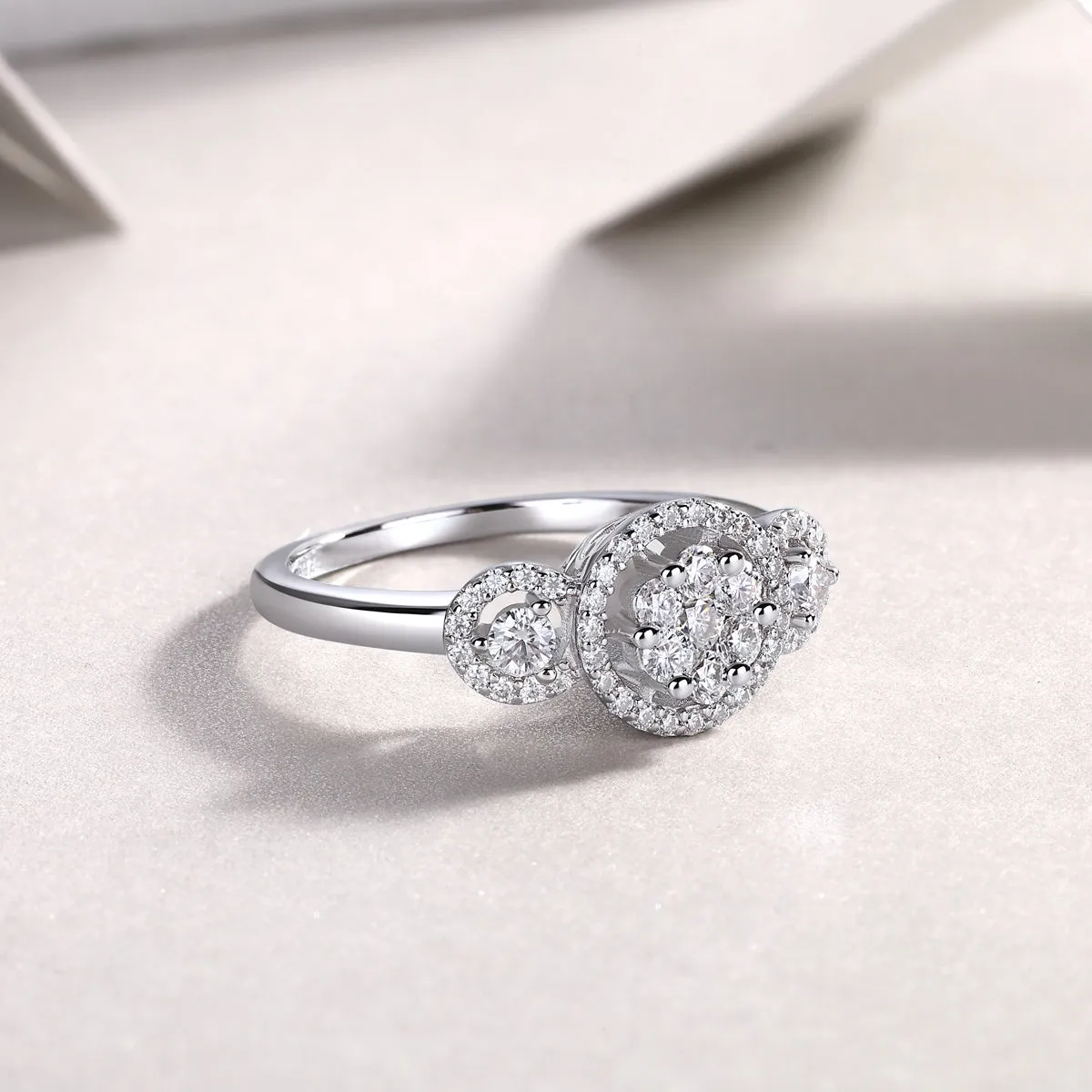 Moissanite wedding ring set with S925 silver gold plate in ring size 7, gift box packaging, GRA certificate