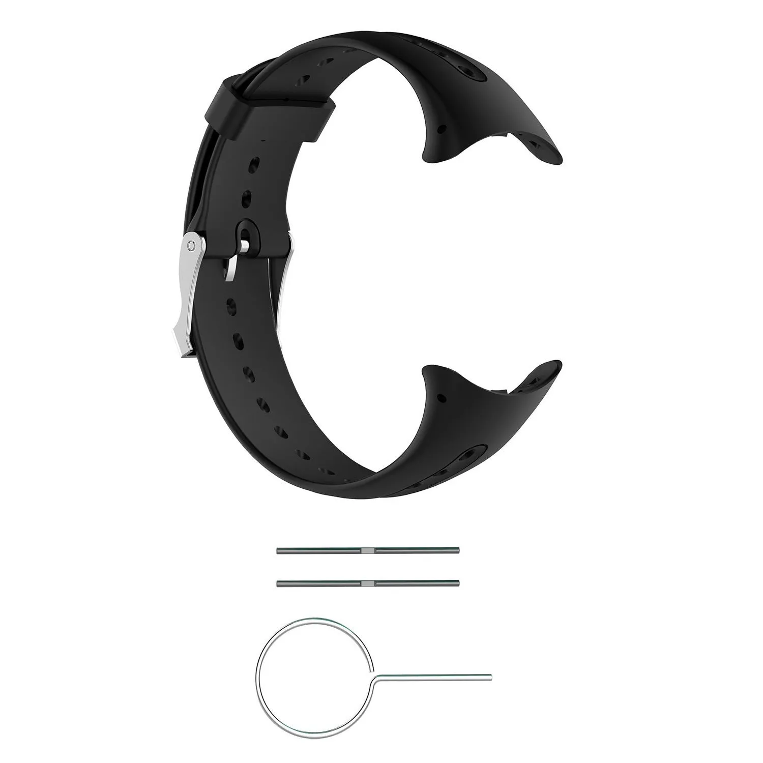 Black silicone swim watch smart watch strap long belt 124mm short lace 104mm sports style replacement band