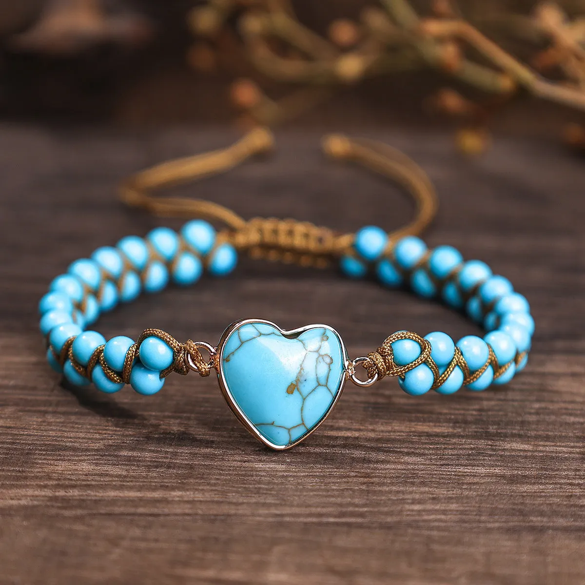 Natural stone bracelet with lapis lazuli pattern, double-row braided cord, large white crystal heart bead over 20mm, stainless steel accessory