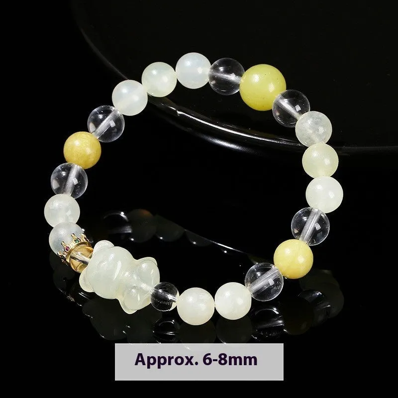 Women's natural crystal charm bracelet with handcrafted details and various gemstone options