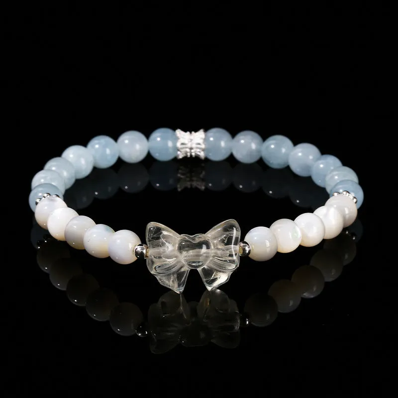 Women's natural crystal charm bracelet with handcrafted details and various gemstone options