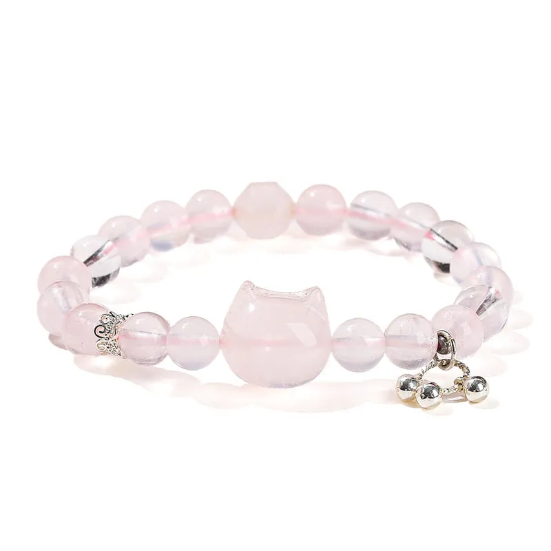 Women's natural crystal charm bracelet with handcrafted details and various gemstone options