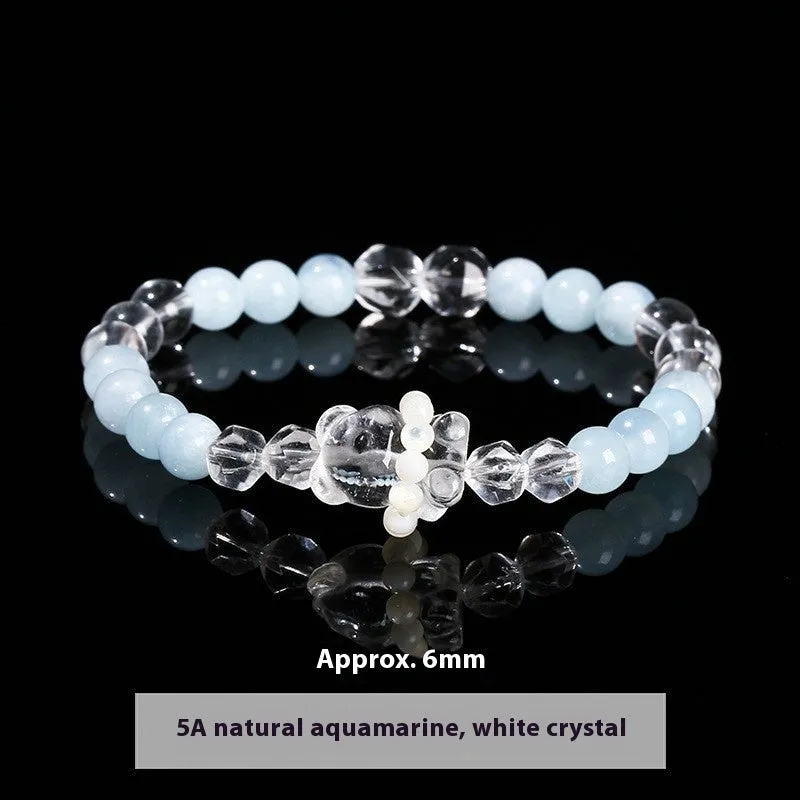 Women's natural crystal charm bracelet with handcrafted details and various gemstone options