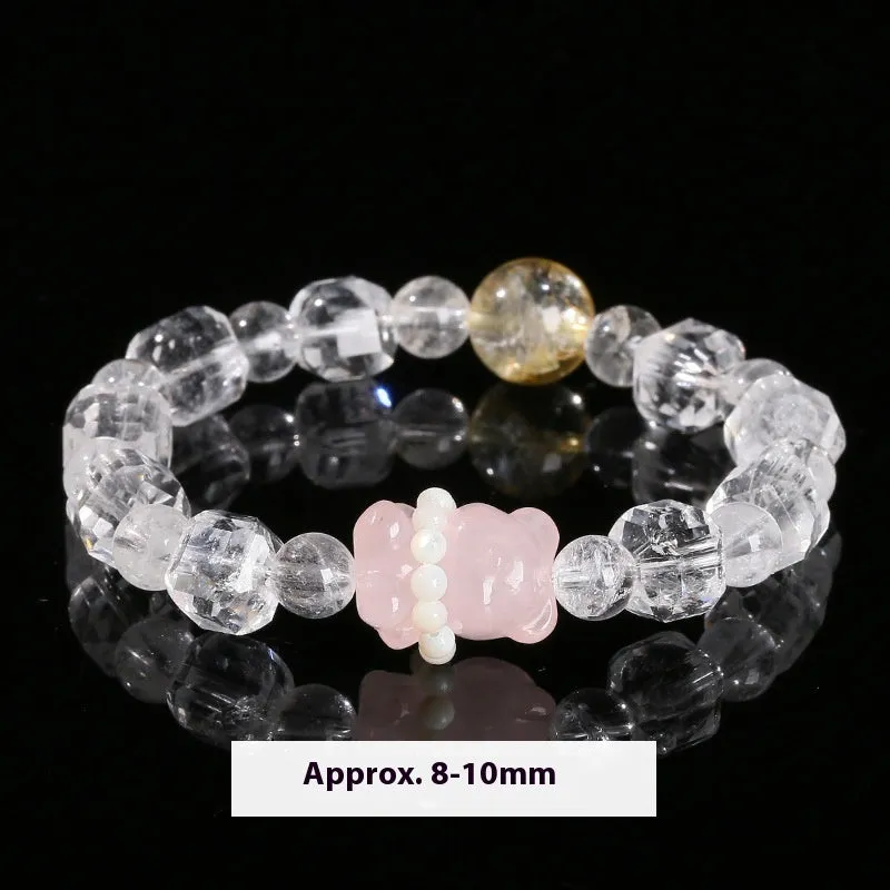 Women's natural crystal charm bracelet with handcrafted details and various gemstone options