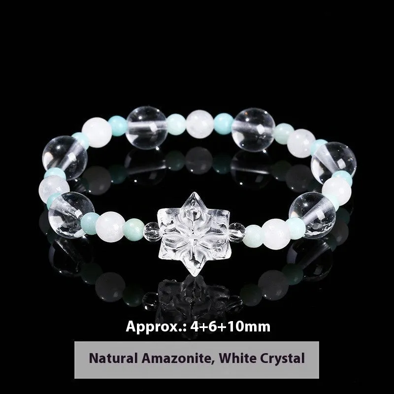 Women's natural crystal charm bracelet with handcrafted details and various gemstone options