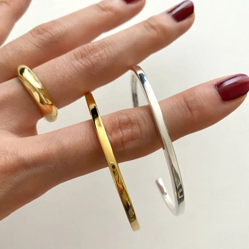 Sterling silver 3mm square line bracelet for women, plain silver finish, minimalist jewellery