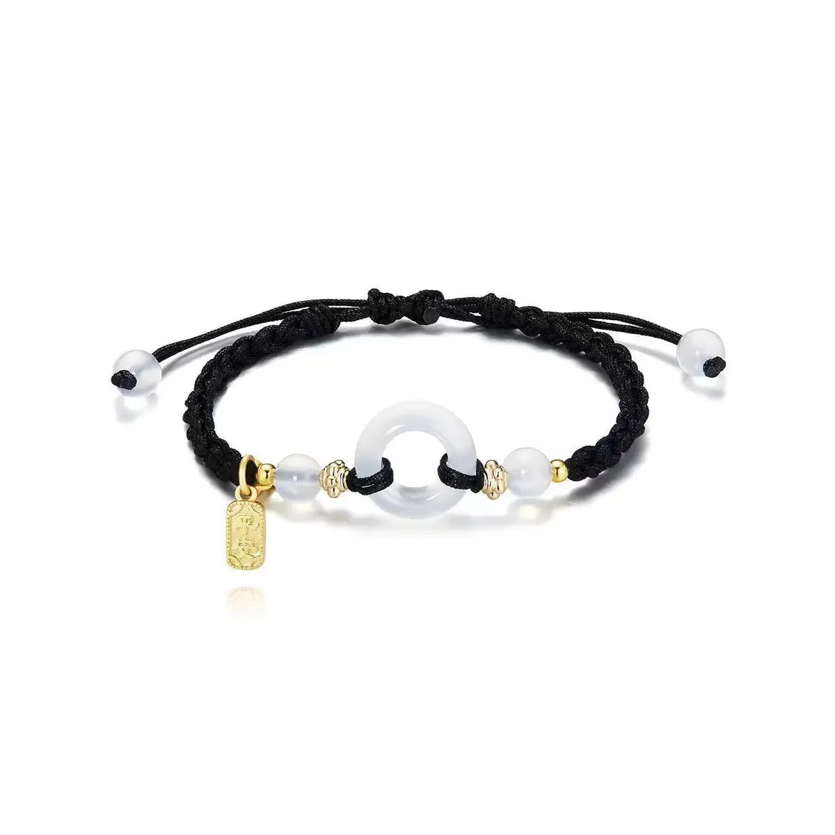 National style woven bracelet with peace buckle in peach blossom colours
