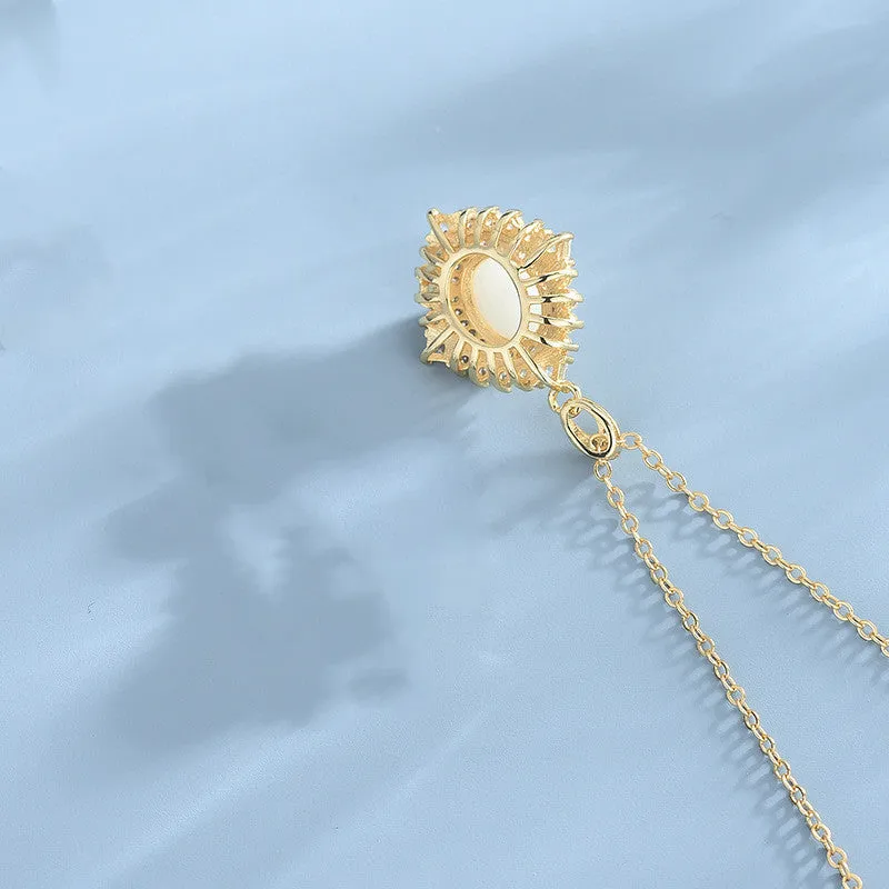 925 sterling silver necklace with white jade pendant on a simple chain