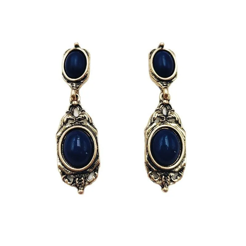 Chinese style alloy earring with electroplated finish, silver needle option, round shape