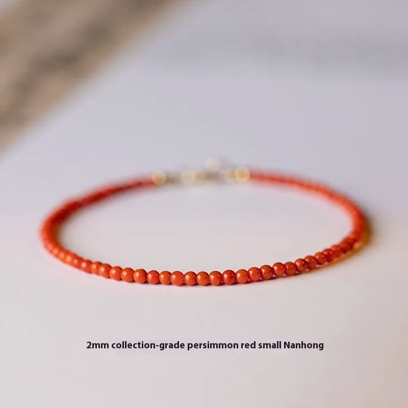 Women's bracelet with natural Southern Red Agate gemstones in retro versatile design showing cherry red colour option