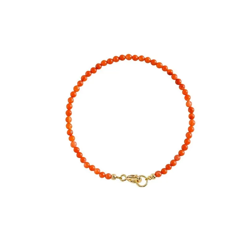 Women's bracelet with natural Southern Red Agate gemstones in retro versatile design showing cherry red colour option