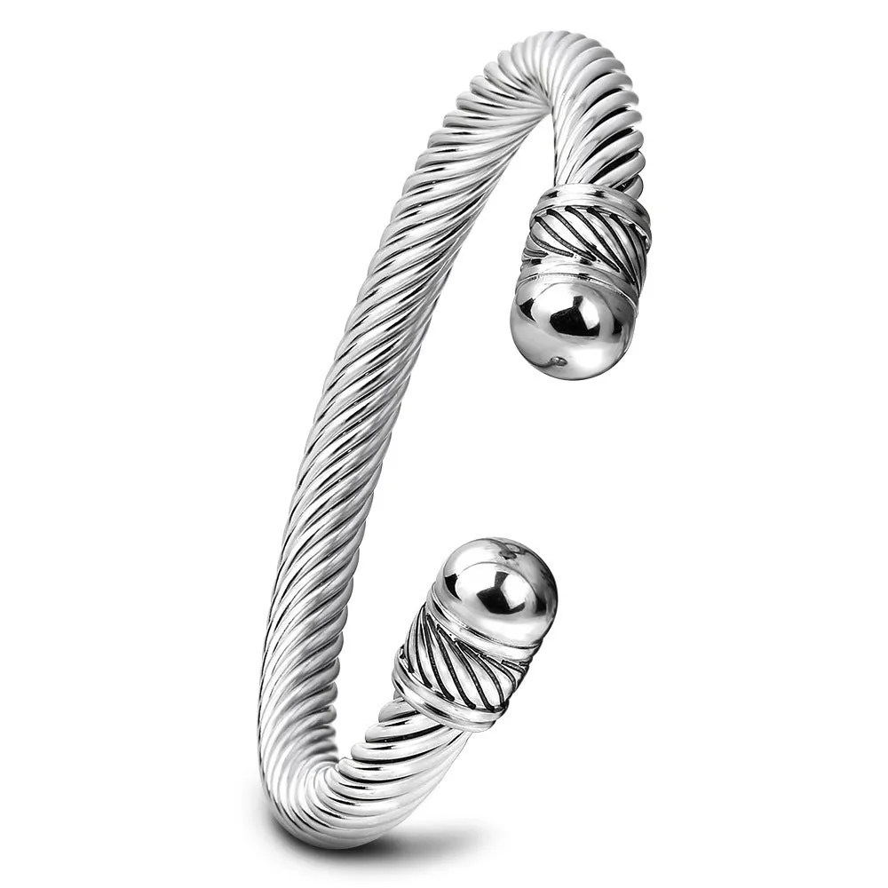 Titanium steel bracelet with 7mm cable opening in gold electroplated finish